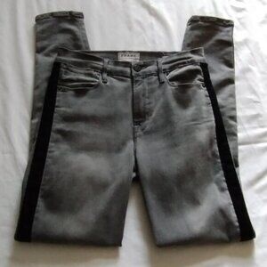 FRAME Gray Wash "LE HIGH SKINNY" VELVET Tux Stripe Jeans Sz 28